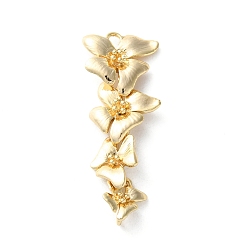 Настоящее золото 18K Подвески из латуни, без кадмия, без никеля и без свинца, четыре цветочных ссылки, реальный 18 k позолоченный, 31x15x4 мм, отверстия : 2x3 mm и 1 мм