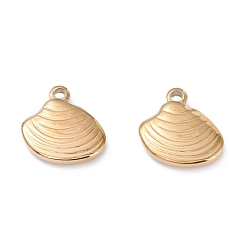 Real 24K Gold Plated Ion Plating(IP) 316 Surgical Stainless Steel Charms, Shell, Real 24K Gold Plated, 14x13x3mm, Hole: 1.8mm