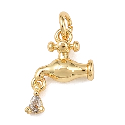 Настоящее золото 18K Латунные микро проложить кубического циркония подвески, подвески для крана для раковины, без кадмия и без свинца, стойки покрытие, долговечный, с целью перехода в кольце, реальный 18 k позолоченный, 14.5x10.5x5.5 мм, отверстие : 3.4 мм