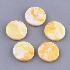 Gold Acrylic Beads, Imitation Gemstone Style, Two Tone, Flat Round, Gold, 24x5.5mm, Hole: 1.6mm, about 225pcs/500g