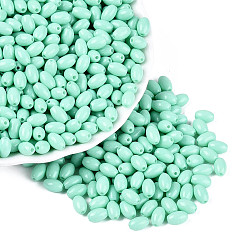 Aquamarine Baking Paint Glass Seed Beads, Oval, Aquamarine, 7x4~4.5mm, Hole: 0.9mm, about 2500pcs/pound