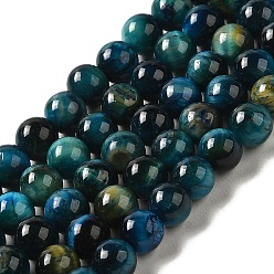 Cadet Blue Dyed Natural Tiger Eye Beads Strands, Round, Cadet Blue, 6mm, Hole: 1.2mm, about 60~61pcs/strand, 14.84~15.08 inch(37.7~38.3cm)