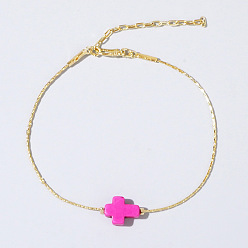 Камелия Синтетические бирюзовые браслеты из бисера, 304 браслеты из нержавеющей стали с цепочками Boston Link для женщин, крестик, камелия, внутренний диаметр: 6-1/4 дюйм (16 см)