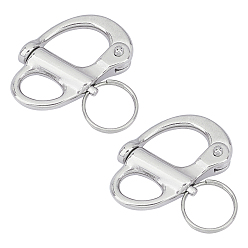 Stainless Steel Color Fixed Bail Snap Shackle Stainless Steel Quick Release Fixed Spring Shackle, for Hardware Rigging Outdoors, Stainless Steel Color, 36mm, 2pcs/box