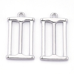 Платина Подвески из сплава , зазубренный, без кадмия, без никеля и без свинца, платина, 27x15x2.5 мм, отверстие : 1.8 мм