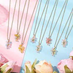 (52) Непрозрачная лаванда 8 шт 8 цвета матовый прозрачный акриловый цветок подвеска ожерелья, 304 ожерелья-цепочки из нержавеющей стали для женщин, золотые, разноцветные, 15.83 дюйм (40.2 см), 1 шт / цвет