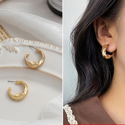 Golden Alloy Earrings for Women, with 925 Sterling Silver Pins, Golden, 18x12mm