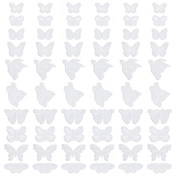 Белый 60 шт. 10 стили полиэфирное кружево бабочка украшения аксессуары, белые, 25~67x33~70x1~2 мм, 6 шт / стиль