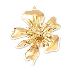 Белый 304 эмаль нержавеющей стали большие кулоны, , ионное покрытие (ip), реальный 18 k позолоченный, белые, 54.5x42.5x7 мм, отверстие : 1.6 мм