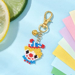 Золотой День смеха стеклянные бусины подвески украшения, с сплава шарнирного когтя омара застежками, джокер, золотые, 76 мм