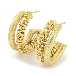 Real 18K Gold Plated Rack Plating Brass Stud Earrings, Split Earrings, Long-Lasting Plated, Cadmium Free & Lead Free, Real 18K Gold Plated, 21x8mm