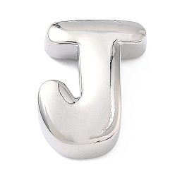 Letter J Латунные бусины с инициалами, платина, долговечный, стойки покрытие, без свинца и без кадмия, буква J, 21x15.5x7 мм, отверстие : 8.5x4 мм