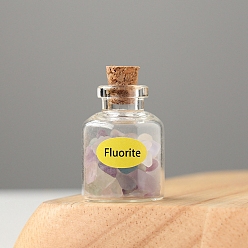 Fluorite Natural Fluorite Display Decorations, Reiki Energy Stone Chip Wishing Bottle, 20x30mm