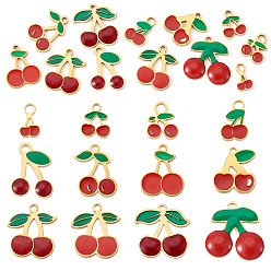 Красный 12 шт. 12 стили 304 эмалированные подвески из нержавеющей стали, ионное покрытие (ip), вишневое очарование, золотые, красные, 9.5~17x5.5~15x1.2~2 мм, отверстие : 1~2 мм, 1 шт / стиль