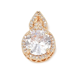 Light Gold Латунные микро проложить кубического циркония подвески, тыквенные прелести, долговечный, без свинца и без кадмия, золотой свет, 20x13x7.5 мм, отверстие : 4x3 мм