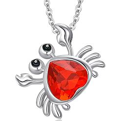 Jacinto Collares con colgante de cangrejo de aleación con diamantes de imitación para mujer, ideales para la playa en verano., Platino, jacinto, 17.72 pulgada (45 cm)