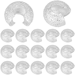 Серебро 160 шт. Латунные накладки на обжимные бусины, серебряные, 4x2.5 мм, отверстие : 1.5 мм