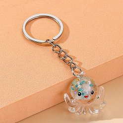 Темно-Голубой Брелки из прозрачной светящейся смолы, украшения для сумок и кошельков, осьминог, глубокое синее небо, 7.5x2.5 см