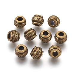 Antique Bronze Tibetan Style European Beads, Barrel, Antique Bronze, Lead Free & Cadmium Free & Nickel Free, 9x9x7mm, Hole: 4mm