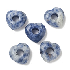 (306FM) Жонкиль матовый с лаймовой подкладкой Натуральное голубое пятно яшма европейские бусы, сердце крупные бусины отверстие, 15x15~15.5x4.5~5 мм, отверстие : 6 мм