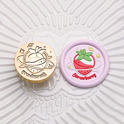 Planet Золотистый тон, круглая сургучная печать, латунные головки штампов, для сургучной печати, клубничная серия, планета, 25x14 мм, внутренний диаметр: 7 мм