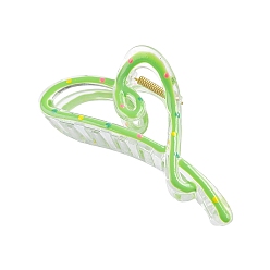 Зелено-Желтый Заколки для волос с когтями из смолы, аксессуары для волос для женщин и девочек, сердце, зеленый желтый, 120x57x50 мм