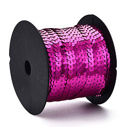 Magenta Plastic Paillette/Sequins Chain Rolls, AB Color, Magenta, 6mm