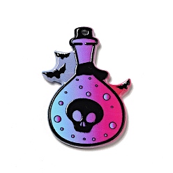 Bottle Акриловые подвески с принтом на хэллоуин, бутылка с подвеской в виде черепа, 38x27x2.5 мм, отверстие : 1.6 мм