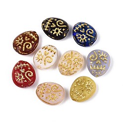 (52) Непрозрачная лаванда Череп стеклянные бусы, золотой металл обвитыми, разноцветные, 16x13x6 мм, отверстие : 1.2 мм