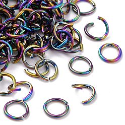 Rainbow Color Ионное покрытие (ip) 304 открытые соединительные кольца из нержавеющей стали, Радуга цветов, 20 датчик, 6x0.8 мм, внутренний диаметр: 4.4 мм
