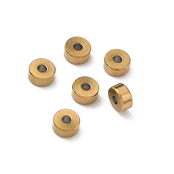 Плоский Круглый 304 из нержавеющей стали бусы, ионное покрытие (ip), долговечный, стойки покрытие, реальный 18 k позолоченный, плоско-круглые, 4x2 мм, отверстие : 1 мм