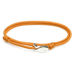 Темно-Оранжевый Браслеты хлопок шнур, Ювелирные изделия из сплава в виде китов для женщин и мужчин, платина, темно-оранжевый, 5.91~11.81 дюйм (15~30 см)