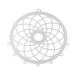 Нержавеющая Сталь Цвет 201 из нержавеющей стали ссылки люстра компонент полые цветок, гравированные металлические украшения, не тускнеет, цвет нержавеющей стали, 60.5x58.5x0.3 мм, отверстия : 1.6 mm и 1.8x2.5 мм