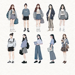 (52) Непрозрачная лаванда 10шт бумажные наклейки, самоклеящиеся наклейки, для скрапбукинга, поделки художественных промыслов, человек, разноцветные, 95~105x29~43x0.1 мм