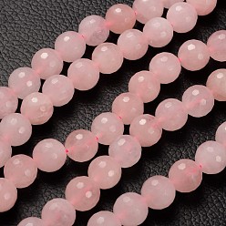 Quartz Rose Brins de pierres fines, jour de la mère des perles de cadeau , facettes (128 facettes) rondes, quartz rose, perle: environ 10 mm de diamètre, Trou: 1mm, 14 pouce, 37 pcs / chapelet