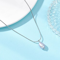 Нержавеющая Сталь Цвет Подвеска из натурального культивированного пресноводного жемчуга с рисом 304 Женские ожерелья-спутники из нержавеющей стали, серебро , цвет нержавеющей стали, 16.02 дюйм (40.7 см)