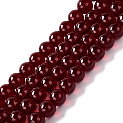 Dark Red Glass Imitation Garnet Bead Strands, Round, Dark Red, 8mm, Hole: 1.2mm, about 52pcs/strand, 14.96''(38cm)