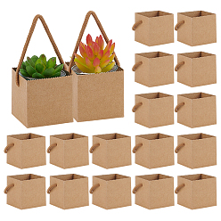 Цвет Древесины Водонепроницаемые коробки для хранения цветов из крафт-бумаги, с веревкой, квадратный, деревесиные, 6.35x6.35x6.35 см