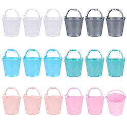 Mixed Color 18Pcs 6 Colors Bucket Plastic Miniature Ornaments, Micro Landscape Home Dollhouse Accessories, Pretending Prop Decorations, Mixed Color, 44x47.5x60mm, 3pcs/color