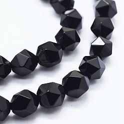 Black Onyx Бусины из натурального черного оникса, окрашенная и подогревом, граненые, овальные, 7.5~8x6.5~7 мм, отверстие : 1 мм, около 48 шт / нитка, 15.1 дюйм