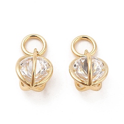 Настоящее золото 14K Подвески из латуни с покрытием из прозрачного кубического циркония, долговечный, без кадмия и без свинца, с целью перехода в кольце, алмаз, реальный 14 k позолоченный, 10x7 мм, отверстие : 3.5 мм