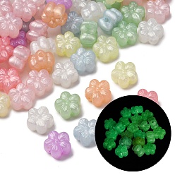 (52) Непрозрачная лаванда Светящиеся прозрачные акриловые бусины, цветка сливы, с блеском порошок, светится в темноте, разноцветные, 12.5x13x8 мм, отверстие : 2 мм, 606 шт / 500 г