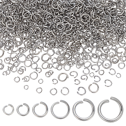 Нержавеющая Сталь Цвет 1200 шт. 6 стили устойчивы к потускнению 304 открытые соединительные кольца из нержавеющей стали, металлические разъемы для поделок ювелирных изделий и брелков, цвет нержавеющей стали, 5~10x0.8~1.4 мм, внутренний диаметр: 3.5~7 мм, 200 шт / стиль