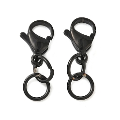 Черный 304 нержавеющая сталь застежка когтя омара, с прыжковых колец, ионное покрытие (ip), чёрные, 23.5 мм