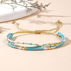 Темно-Голубой Браслеты из бисера и стеклянных бусин, многожильные браслеты для женщин, колонка, глубокое синее небо, внутренний диаметр: 11 дюйм (28 см)