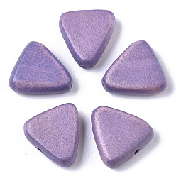 Pflaume Bemalte Naturholzperlen, Dreieck, Pflaume, 16x15~16x5.5 mm, Bohrung: 1.5 mm
