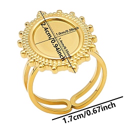 Золотой 304 кольца манжеты из нержавеющей стали, настройка кольца безеля с овальным лотком, золотые, лоток : 14x10 мм, внутренний диаметр: 17 мм, широк: 24 мм