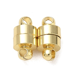 Real 18K Gold Plated Brass Magnetic Clasps, Column, Cadmium Free & Lead Free, Rack Plating, Long-Lasting Plated, Real 18K Gold Plated, 12x6mm, Hole: 2mm