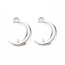 Antique Silver Tibetan Style Alloy Peg Bails Pendants, Cadmium Free & Lead Free, Moon, Antique Silver, 22.5x18x3mm, Hole: 2mm, Pin: 1.8mm