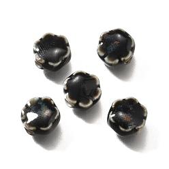 Черный Фарфоровые бусины ручной работы, цветок, чёрные, 9.5x10x5~5.5 мм, отверстие : 1.8~2.2 мм